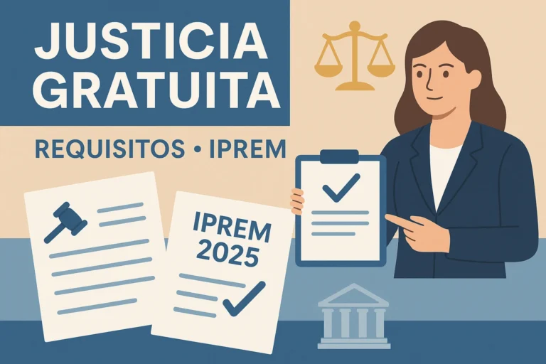 MLL abogados Ilustración informativa sobre los requisitos de justicia gratuita en España, incluyendo el IPREM 2025 y el asesoramiento legal disponible.